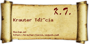 Krauter Tácia névjegykártya
